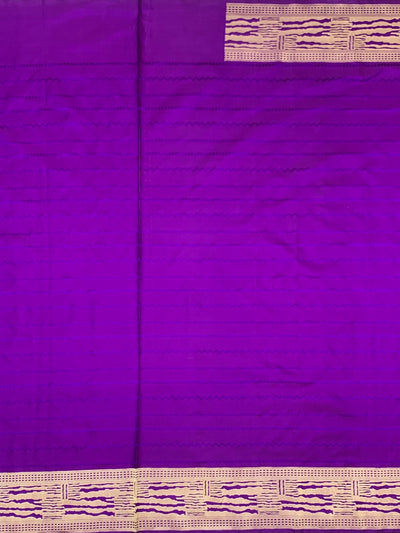 Vivid Violet Mashru Silk Saree with Abstract Gold Zari Pattern
