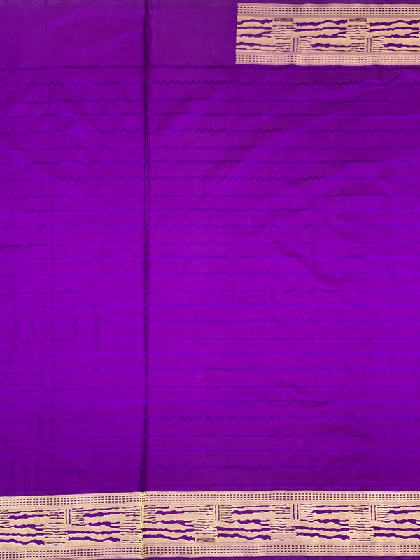 Vivid Violet Mashru Silk Saree with Abstract Gold Zari Pattern