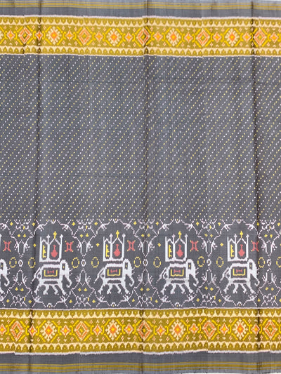 Charcoal Grey & Mustard Yellow Rajkot Patola Silk Saree
