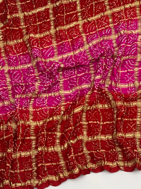 Gajji Silk Bandhani Saree Dual-Shade In Colour