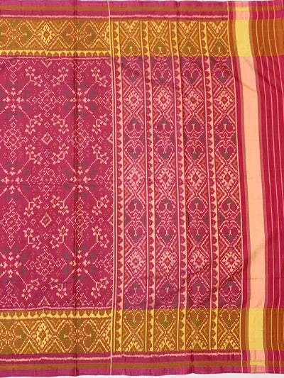 Raspberry Pink & Mustard Gold Rajkot Patola Silk Saree