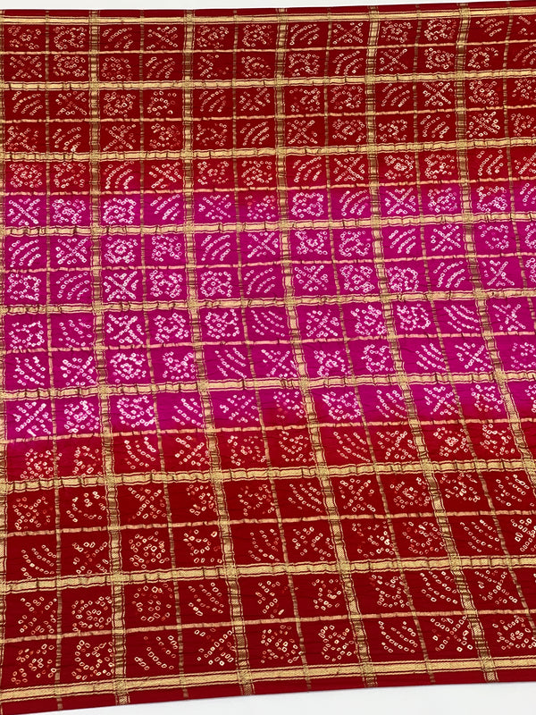 Gajji Silk Bandhani Saree Dual-Shade In Colour