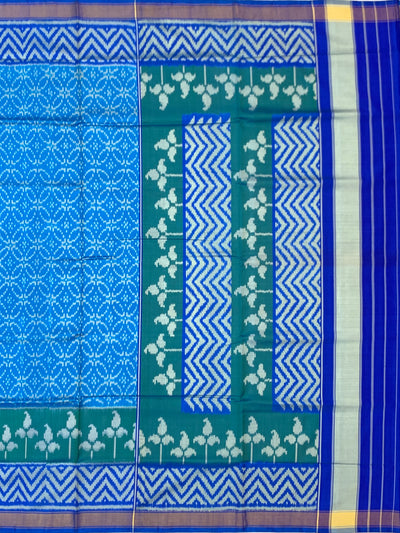 Cerulean Blue & Teal Rajkot Patola Silk Saree