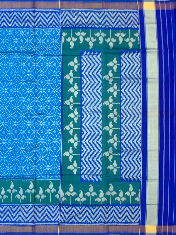 Cerulean Blue & Teal Rajkot Patola Silk Saree