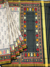 Ivory Cream & Jet Black Rajkot Patola Silk Saree