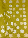 Contemporary Chartreuse Green Banarasi Silk Saree with Modern Floral Buttis