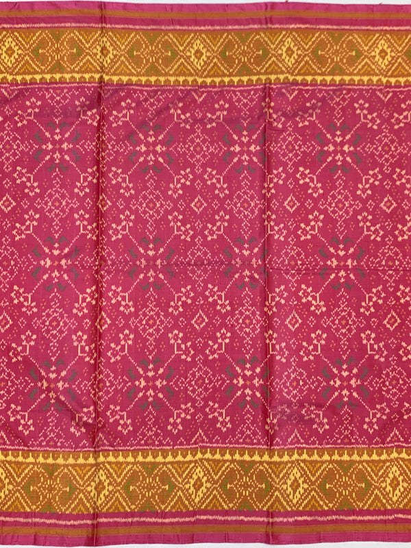 Raspberry Pink & Mustard Gold Rajkot Patola Silk Saree