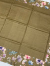 Tussore Printed Saree Dark-Grey In Colour