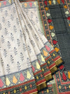 Ivory Cream & Jet Black Rajkot Patola Silk Saree