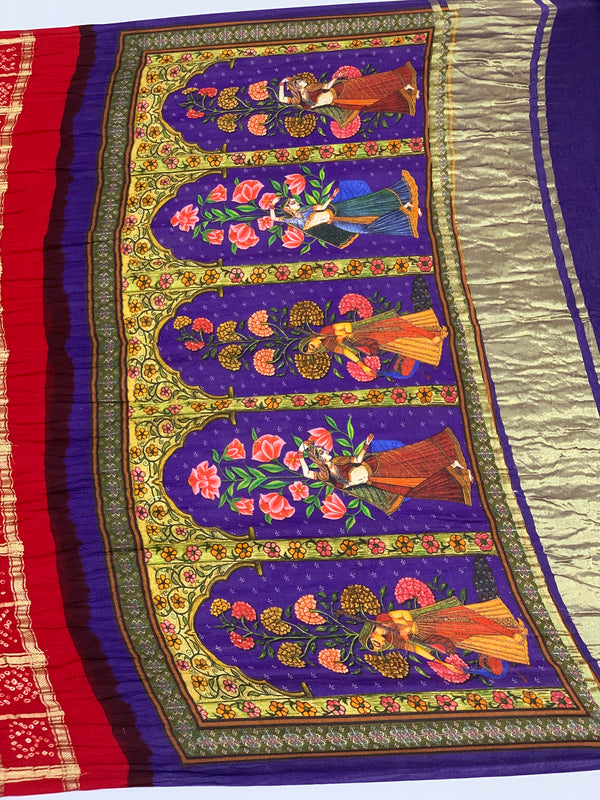 Gajji Silk Bandhani Saree Dual-Shade In Colour