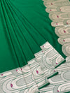 Emerald Green Mashru Silk Saree with Geometric Scallop Zari Border