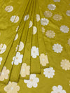 Contemporary Chartreuse Green Banarasi Silk Saree with Modern Floral Buttis