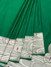 Emerald Green Mashru Silk Saree with Geometric Scallop Zari Border