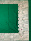 Emerald Green Mashru Silk Saree with Geometric Scallop Zari Border
