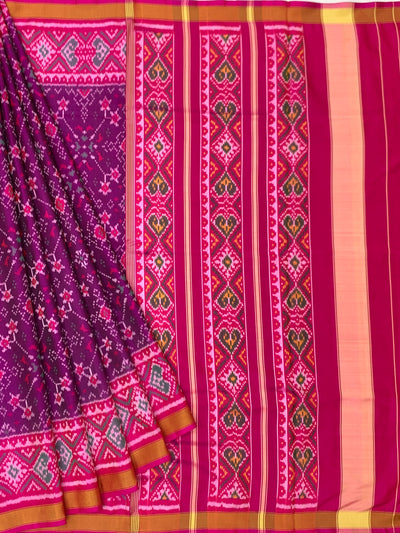Plum & Rani Pink Rajkot Patola Silk Saree