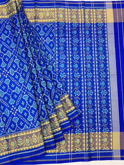 Electric Cobalt Blue & Silver Rajkot Patola Silk Saree