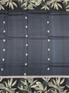 Charcoal Grey Tussore Saree with Botanical Leaf Printed Border & Woven Bootis