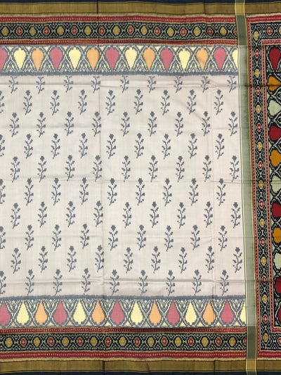 Ivory Cream & Jet Black Rajkot Patola Silk Saree