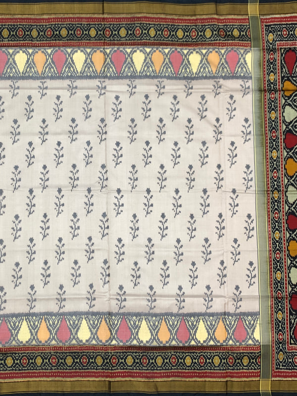 Ivory Cream & Jet Black Rajkot Patola Silk Saree