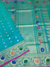 Gadwal Pattu Saree Light-Blue In Colour