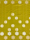 Contemporary Chartreuse Green Banarasi Silk Saree with Modern Floral Buttis