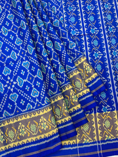 Electric Cobalt Blue & Silver Rajkot Patola Silk Saree