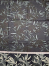 Charcoal Grey Tussore Saree with Botanical Leaf Printed Border & Woven Bootis