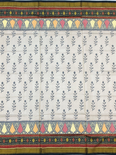 Ivory Cream & Jet Black Rajkot Patola Silk Saree
