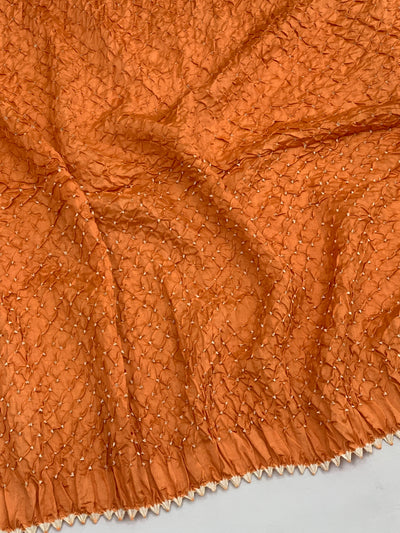 Silk Bandhani Saree Pumpkin In Colour