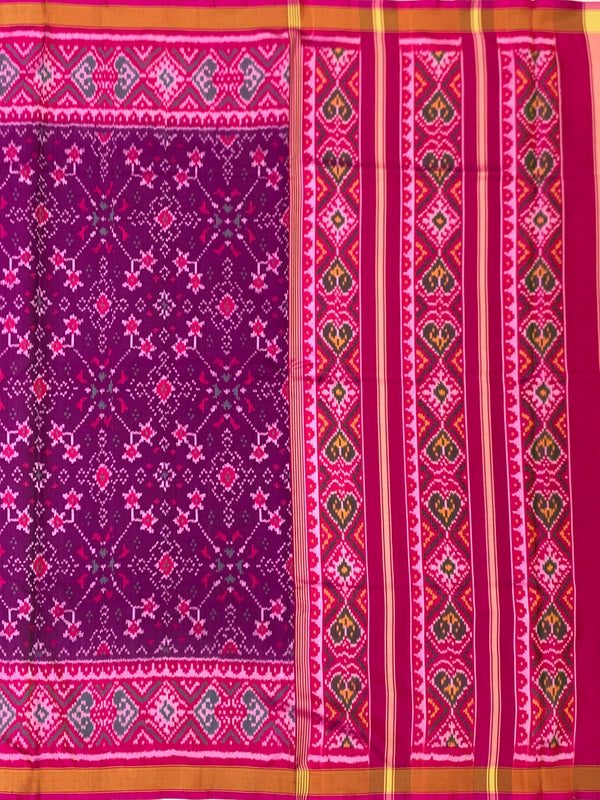 Plum & Rani Pink Rajkot Patola Silk Saree