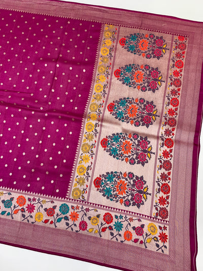 Tussore Georgette Saree Magenta-Pink In Colour