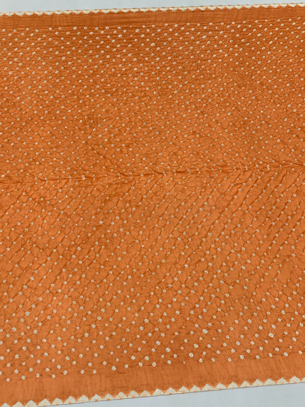 Silk Bandhani Saree Pumpkin In Colour
