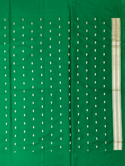 Emerald Green Mashru Silk Saree with Geometric Scallop Zari Border