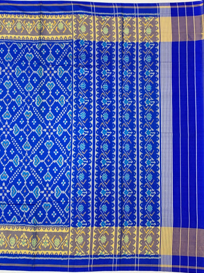 Electric Cobalt Blue & Silver Rajkot Patola Silk Saree