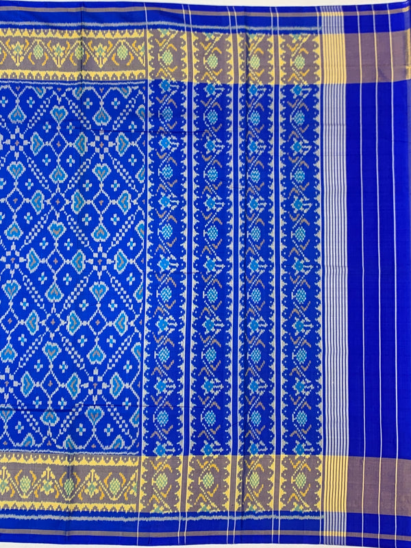 Electric Cobalt Blue & Silver Rajkot Patola Silk Saree