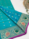 Gadwal Pattu Saree Light-Blue In Colour
