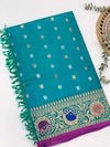 Gadwal Pattu Saree Light-Blue In Colour