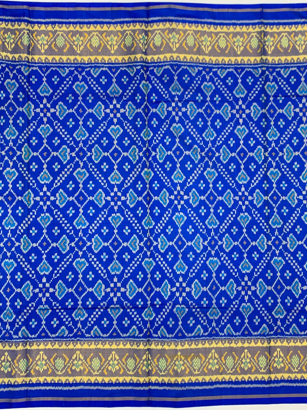Electric Cobalt Blue & Silver Rajkot Patola Silk Saree