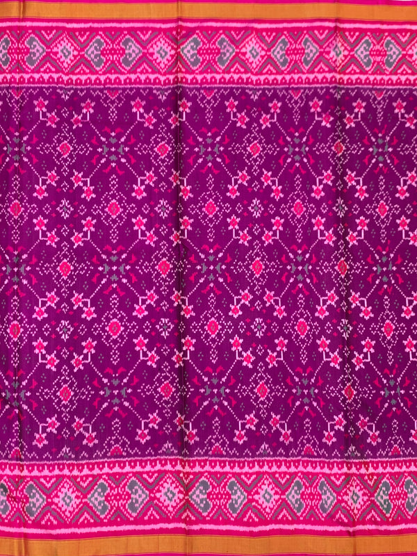 Plum & Rani Pink Rajkot Patola Silk Saree