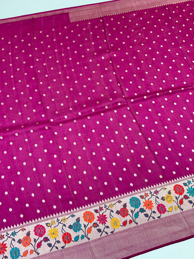 Tussore Georgette Saree Magenta-Pink In Colour