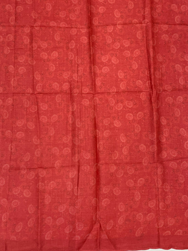 Botanical Bloom Crimson Red Bhagalpuri Tussore Silk Sare