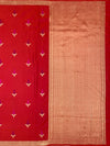 Vibrant Crimson Red Mashru Silk Saree with Zari Motifs & Pallu