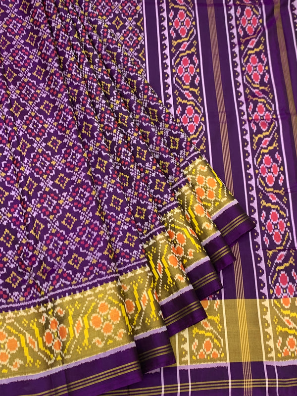 Majestic Deep Purple & Gold Rajkot Patola Silk Saree