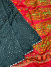 Silk Bandhani Saree Elephant - Grey In Colour