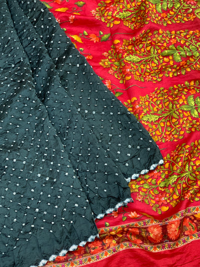 Silk Bandhani Saree Elephant - Grey In Colour