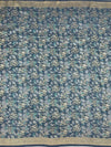 Slate Blue Mashru Silk Saree with Botanical Weave and Micro-Check Blouse