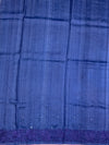 Royal Blue Tussore Silk Saree with Pink Floral Bootis & Tonal Embroidered Border
