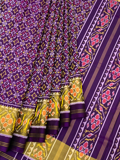 Majestic Deep Purple & Gold Rajkot Patola Silk Saree