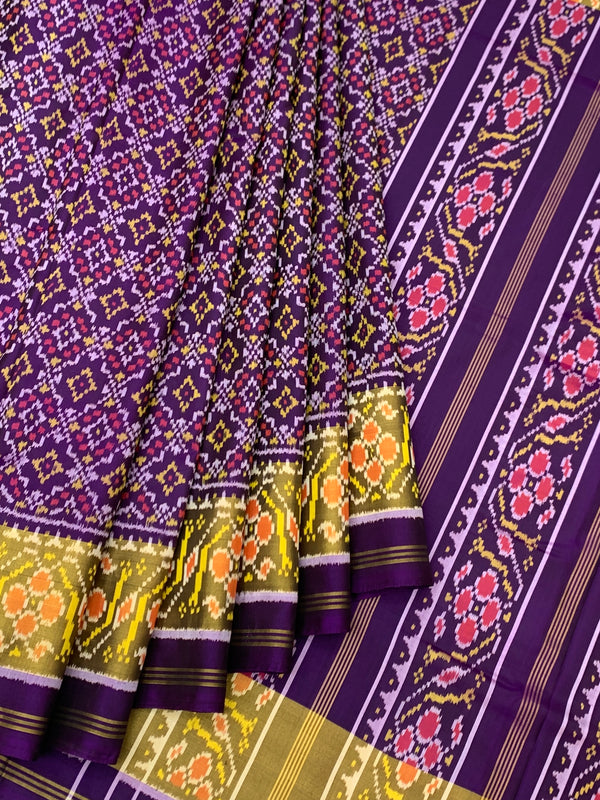 Majestic Deep Purple & Gold Rajkot Patola Silk Saree