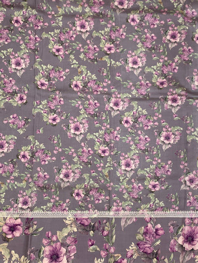 Elegant Grey Tussore Saree with Floral Printed Border